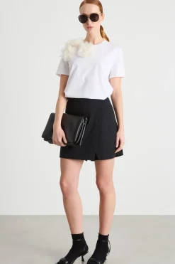 Gonna pantalone in jersey gessato - Nero