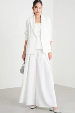Gonna pantalone in raso opaco - Bianco