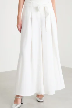 Gonna pantalone in raso opaco - Bianco