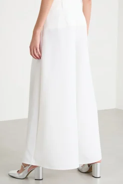 Gonna pantalone in raso opaco - Bianco