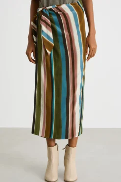Gonna pareo con pannello - Verde Marrone Rosa