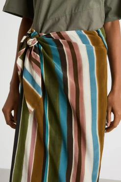 Gonna pareo con pannello - Verde Marrone Rosa