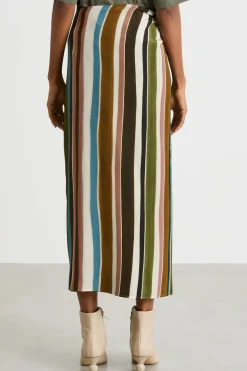 Gonna pareo con pannello - Verde Marrone Rosa
