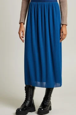 Gonna plissetata in jersey - Blu
