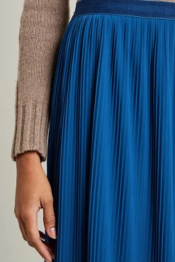 Gonna plissetata in jersey - Blu