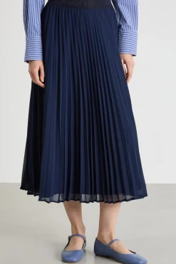 Gonna plissé in georgette - Blu