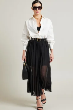 Gonna plissè in jersey tulle - Nero