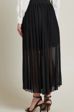 Gonna plissè in jersey tulle - Nero