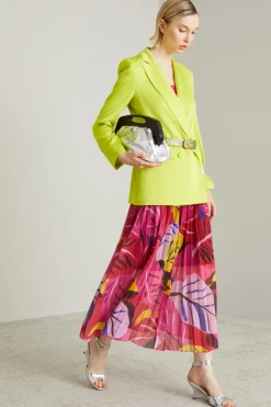 Gonna plissè in jersey tulle - Rosso