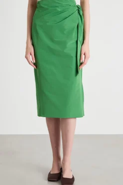 Gonna portafoglio in taffetà - Verde