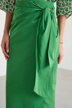 Gonna portafoglio in taffetà - Verde