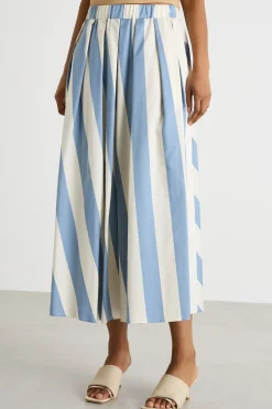 Gonna stampata a pieghe - Azzurro Bianco