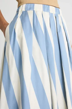 Gonna stampata a pieghe - Azzurro Bianco