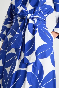 Gonna stampata con cintura - Bianco Blu Marrone