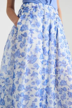 Gonna svasata in organza - Azzurro Bianco