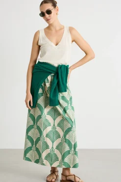 Gonna svasata in popeline - Verde Beige