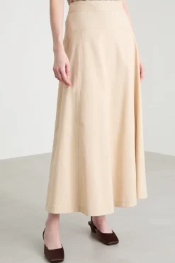 Gonna svasata in twill - Beige