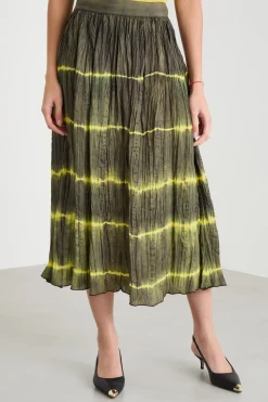 Gonna tie-dye svasata - Verde Giallo