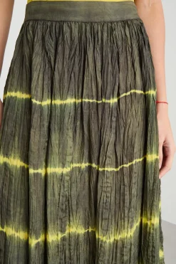 Gonna tie-dye svasata - Verde Giallo