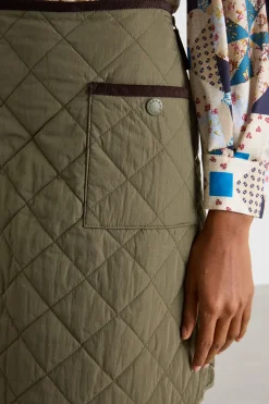 Gonna trapuntata in taffettà antigoccia - Verde