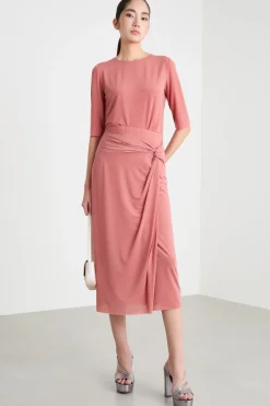Gonna tubino con drappeggio - Rosa