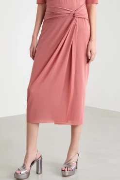Gonna tubino con drappeggio - Rosa