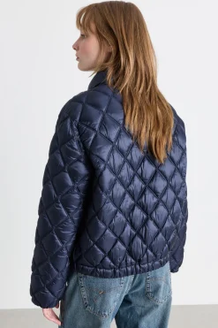 Imbottito trapuntato con zip - Blu