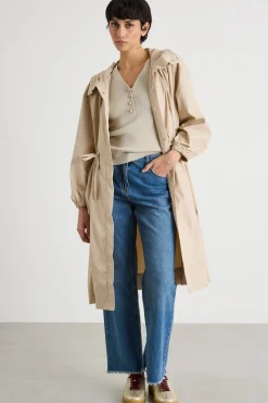 Impermeabile con cappuccio e coulisse - Beige