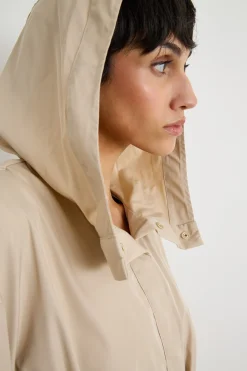 Impermeabile con cappuccio e coulisse - Beige
