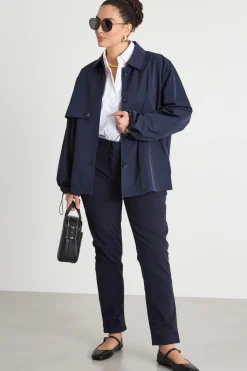 Impermeabile corto con coulisse - Blu