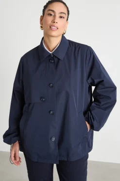 Impermeabile corto con coulisse - Blu
