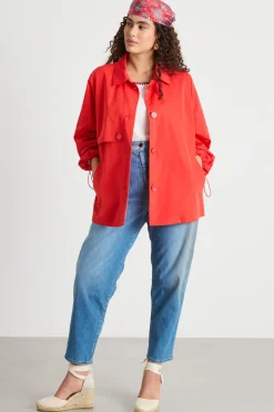 Impermeabile corto con coulisse - Rosso