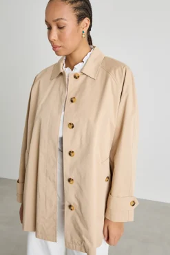 Impermeabile corto in gabardina - Cammello