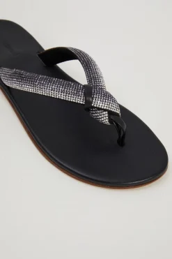 Infradito con micro strass - Nero Argento
