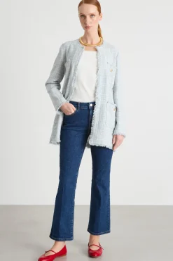 Jeans aderente con fondo flare - Blu
