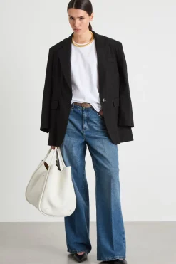 Jeans ampio con borchie - Blu