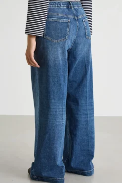 Jeans ampio con bottoni in stile marinière - Blu