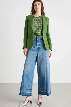 Jeans ampio con impunture - Azzurro