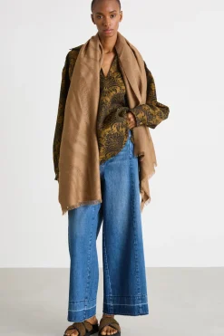 Jeans ampio con impunture - Azzurro