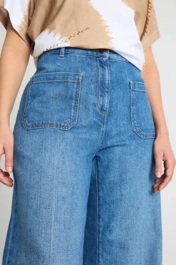 Jeans a palazzo con tasche applicate - Blu