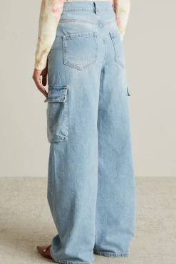 Jeans cargo in denim - Azzurro Denim