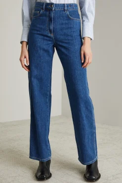 Jeans cargo in denim - Blu Denim