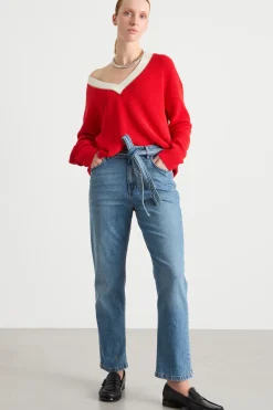 Jeans con cintura - Azzurro