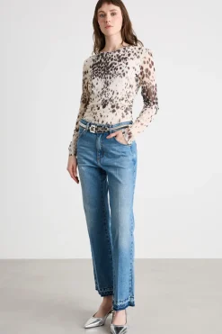 Jeans con fondo sfrangiato - Azzurro
