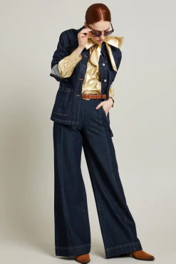 Jeans con impunture verticali - Blu Denim