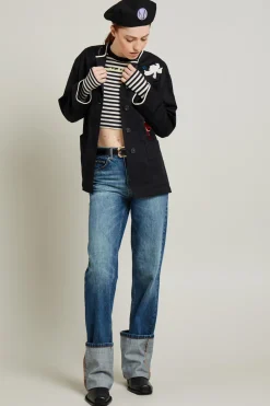 Jeans con maxi risvolto - Blu Denim