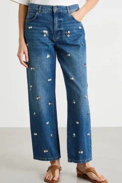 Jeans con paillettes - Blu