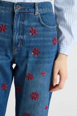 Jeans con paillettes - Blu