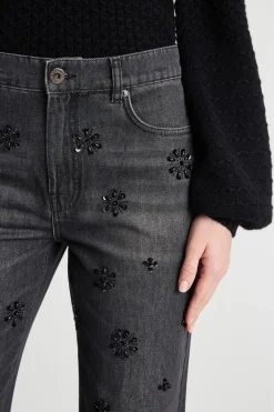 Jeans con paillettes - Nero