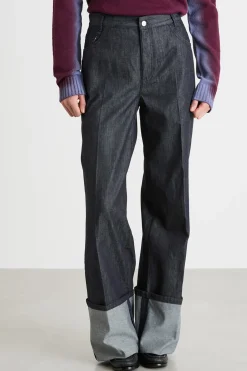 Jeans con risvolto - Blu